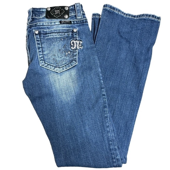 MIss Me Buckle Easy Boot cross embellished jeans 27 - Picture 1 of 10
